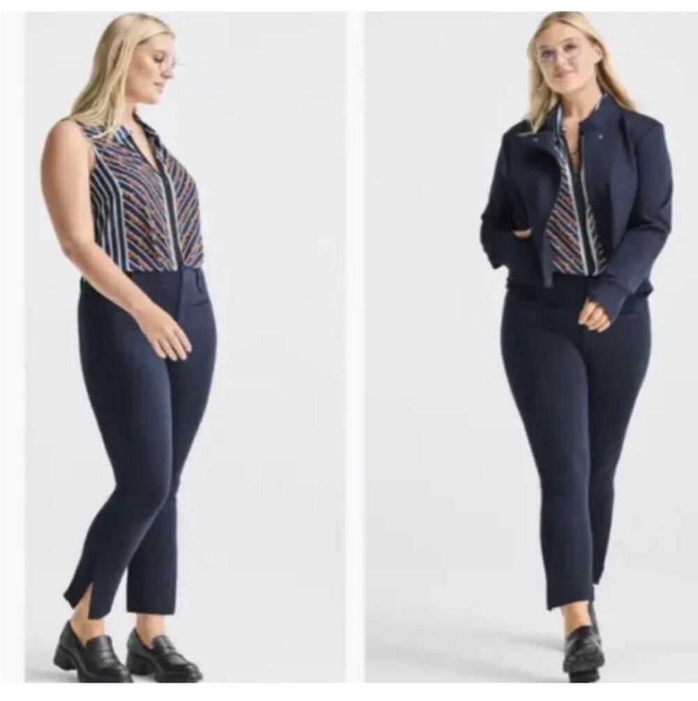 CAbi Barrister Trouser #6265 Size 8 Navy Ponte Slim Ankle Pants